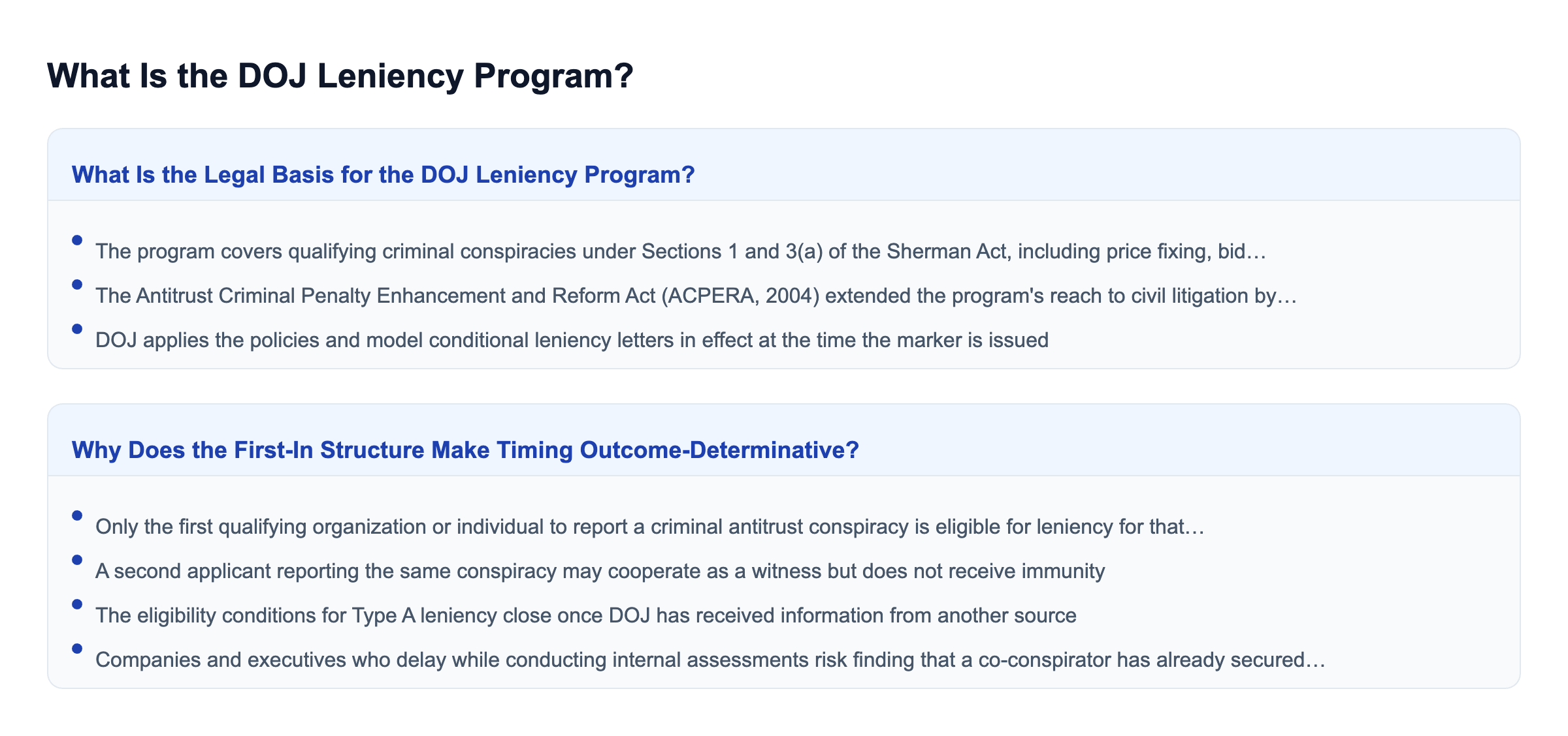 Diagram: What Is the DOJ Leniency Program?