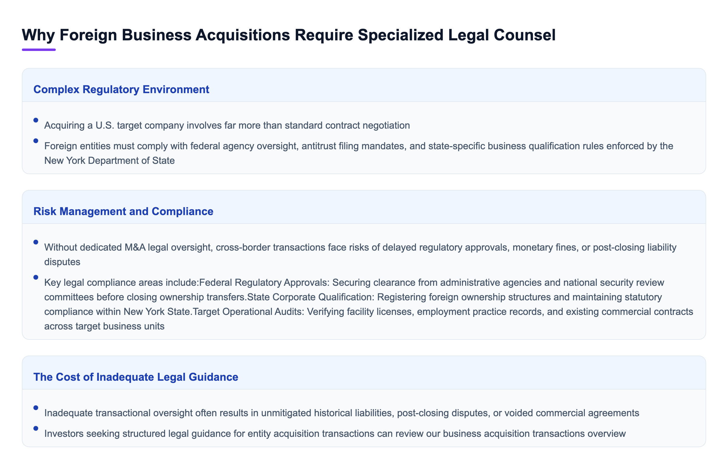 Diagram: Why Foreign Business Acquisitions Require Specialized Legal Counsel