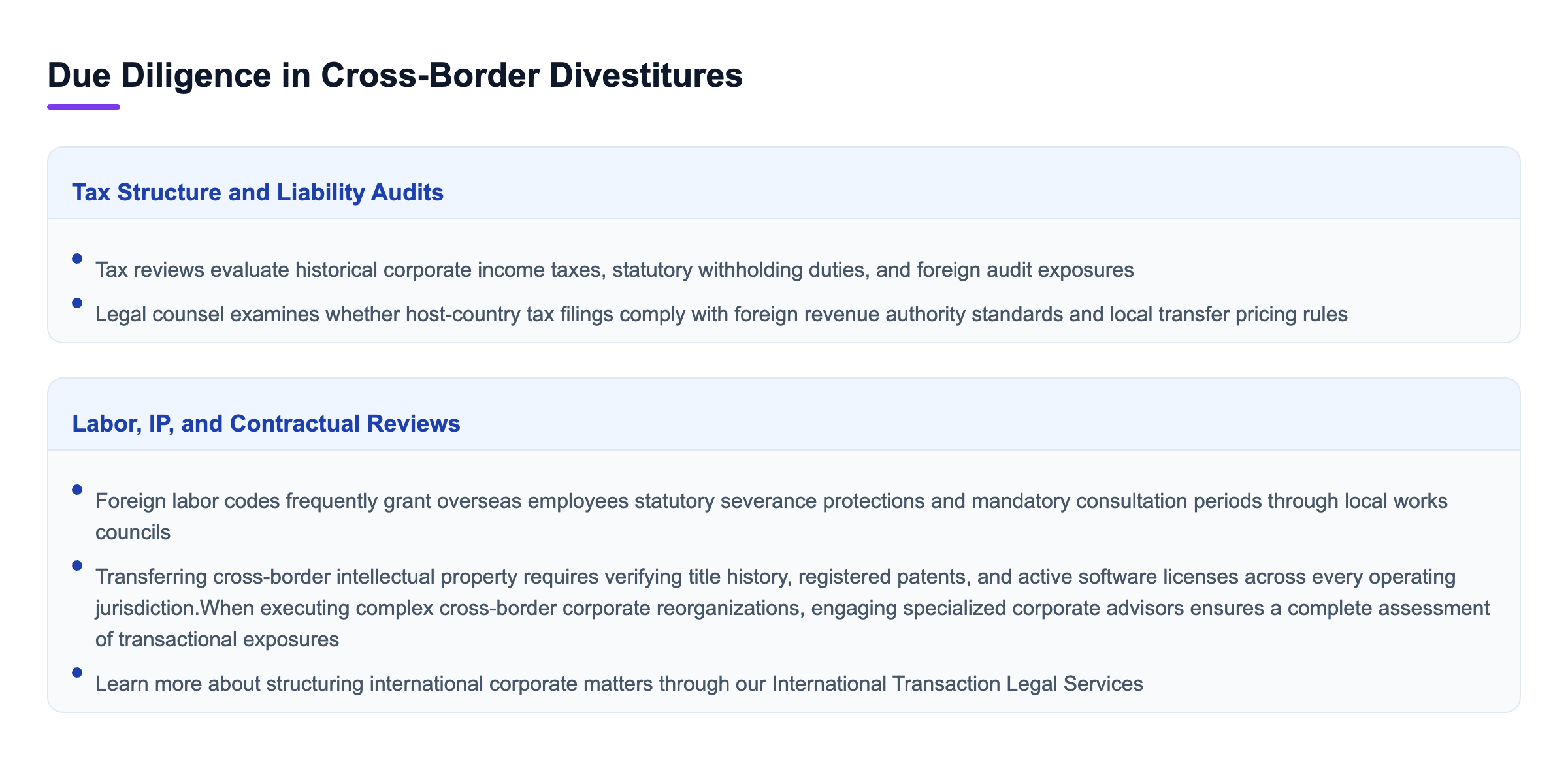 Diagram: Due Diligence in Cross-Border Divestitures