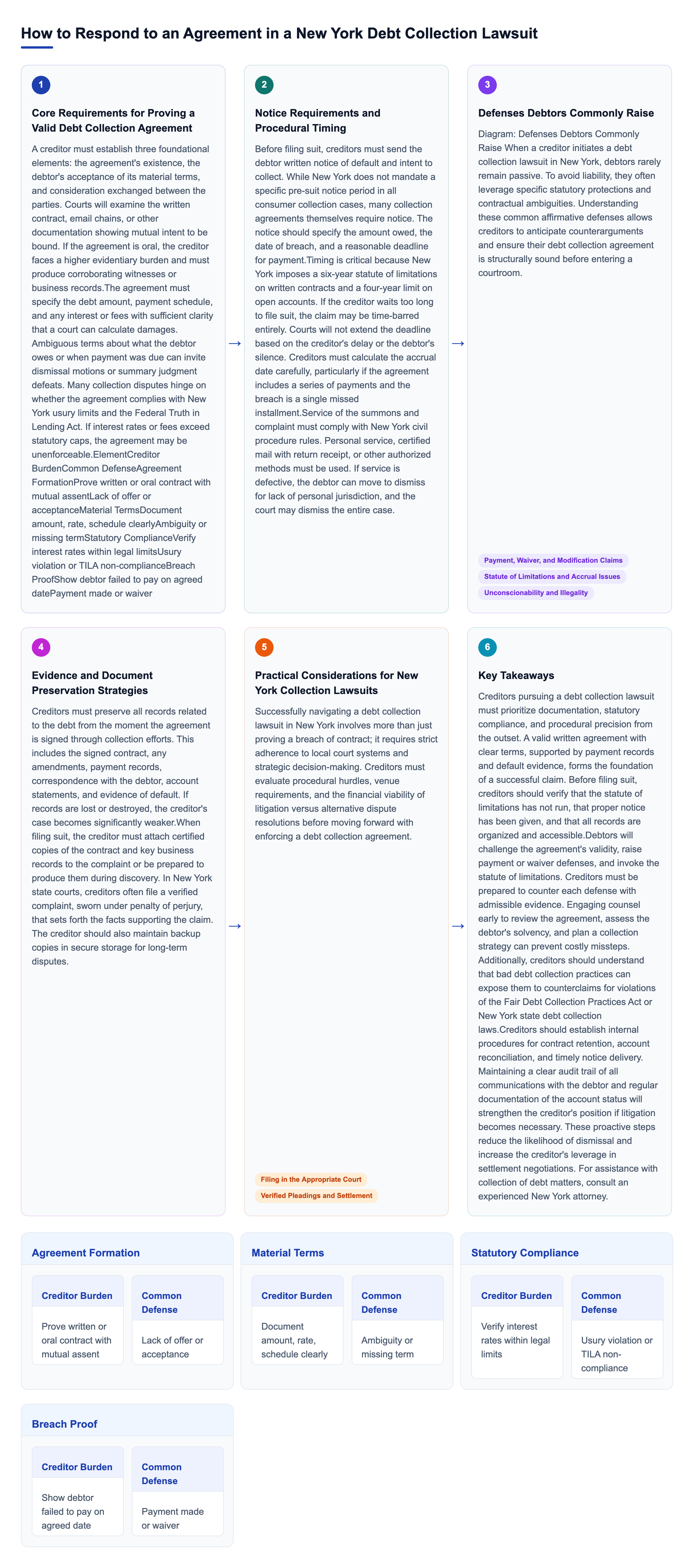 Diagram: How to Respond to an Agreement in a New York Debt Collection Lawsuit overview