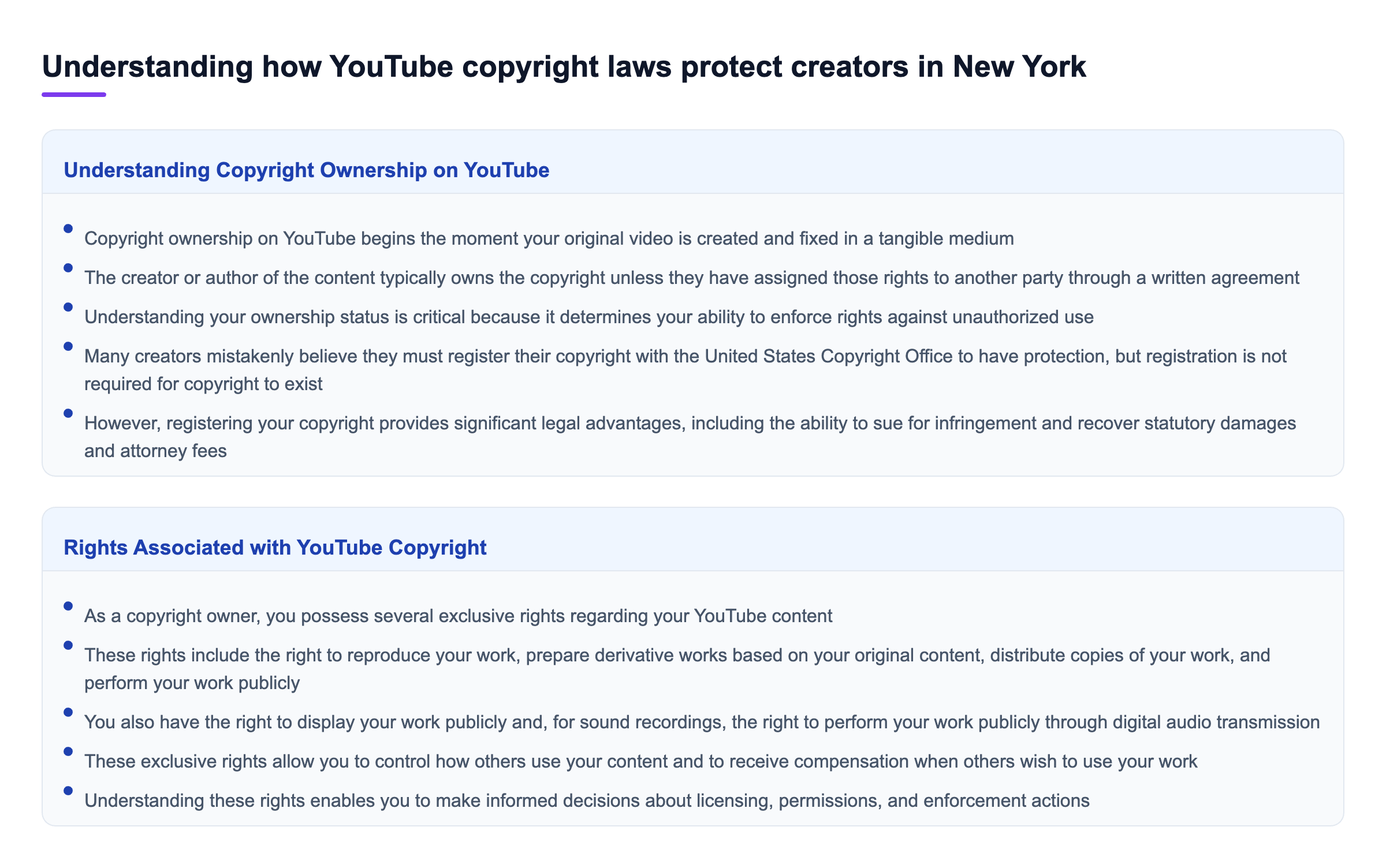 Diagram: Understanding how YouTube copyright laws protect creators in New York