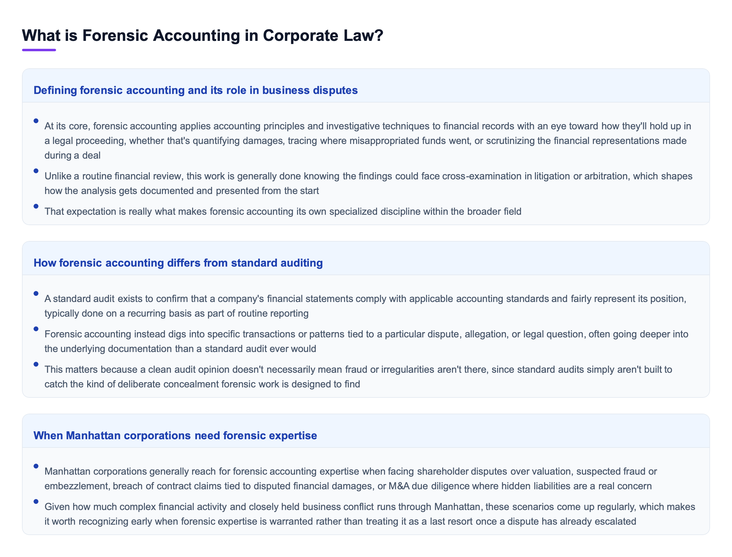 Diagram: What is Forensic Accounting in Corporate Law?