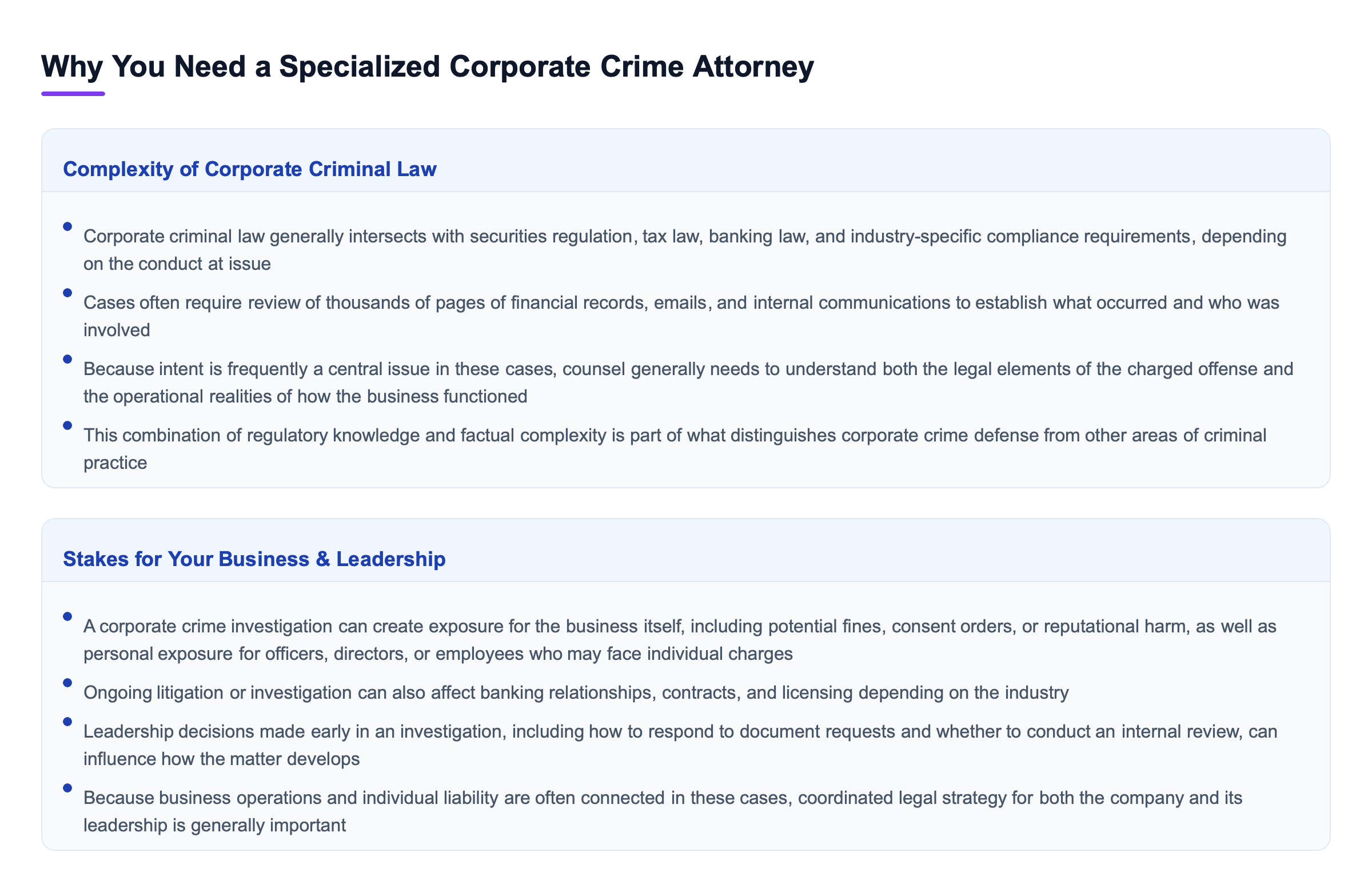 Diagram: Why You Need a Specialized Corporate Crime Attorney