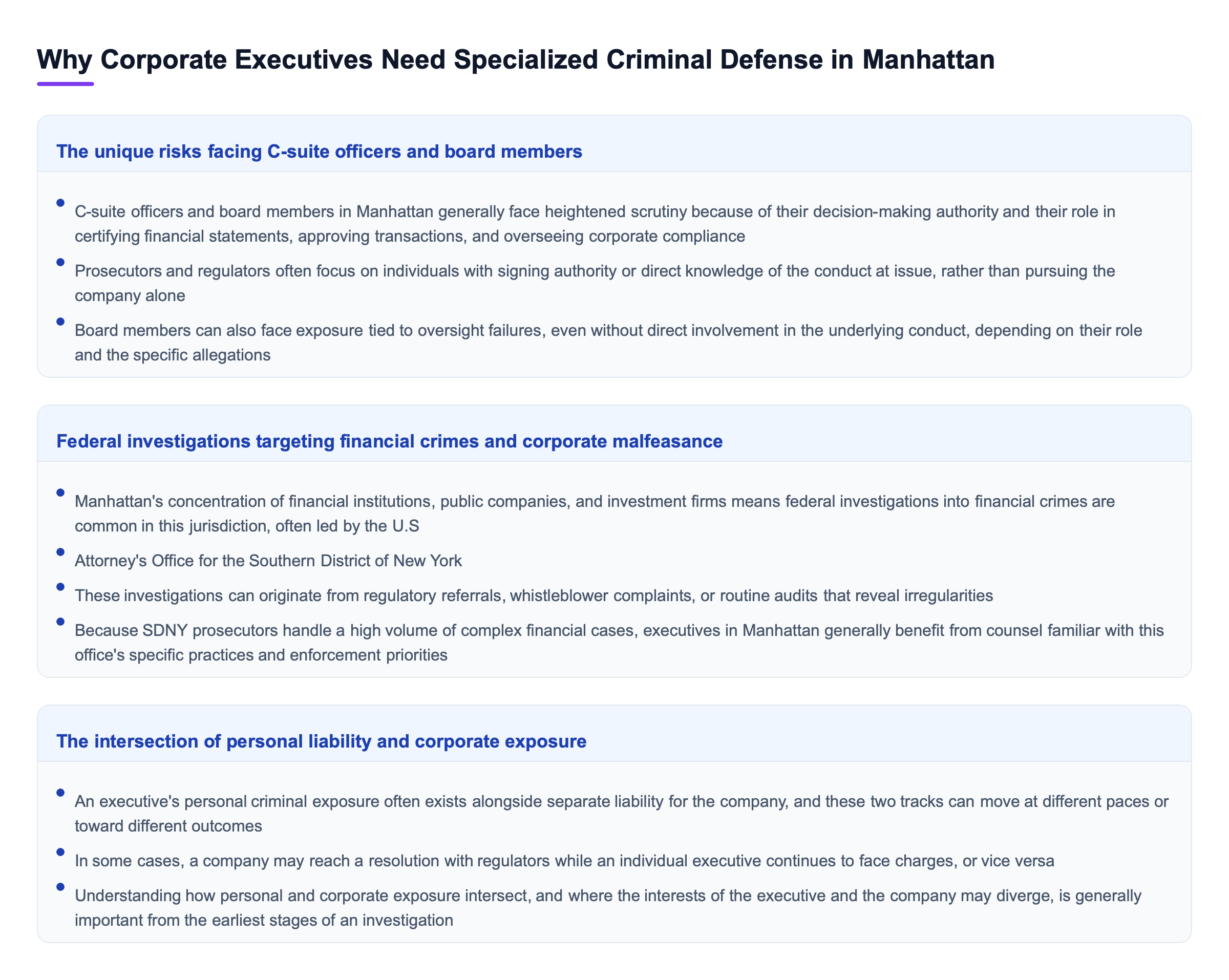 Diagram: Why Corporate Executives Need Specialized Criminal Defense in Manhattan