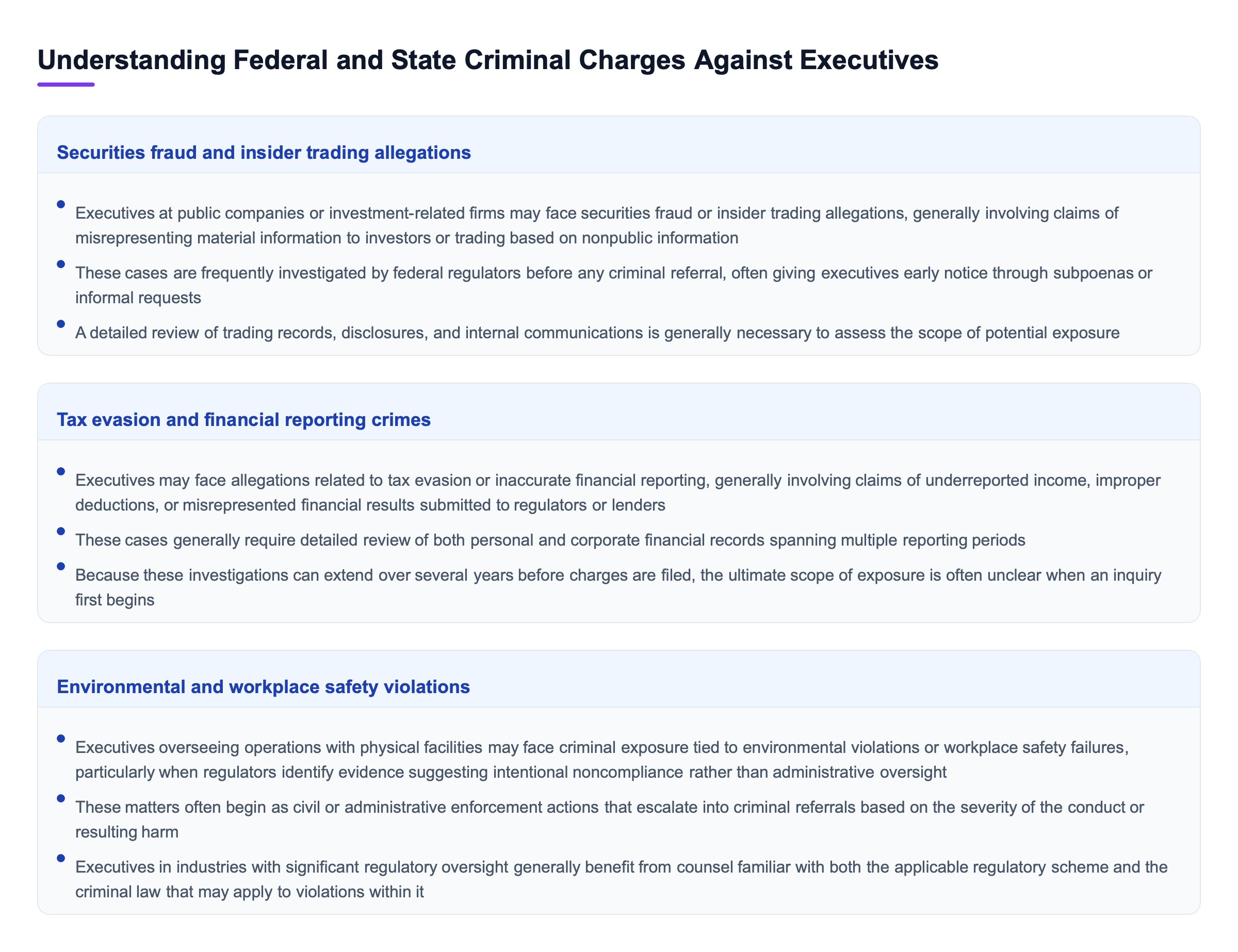 Diagram: Understanding Federal and State Criminal Charges Against Executives