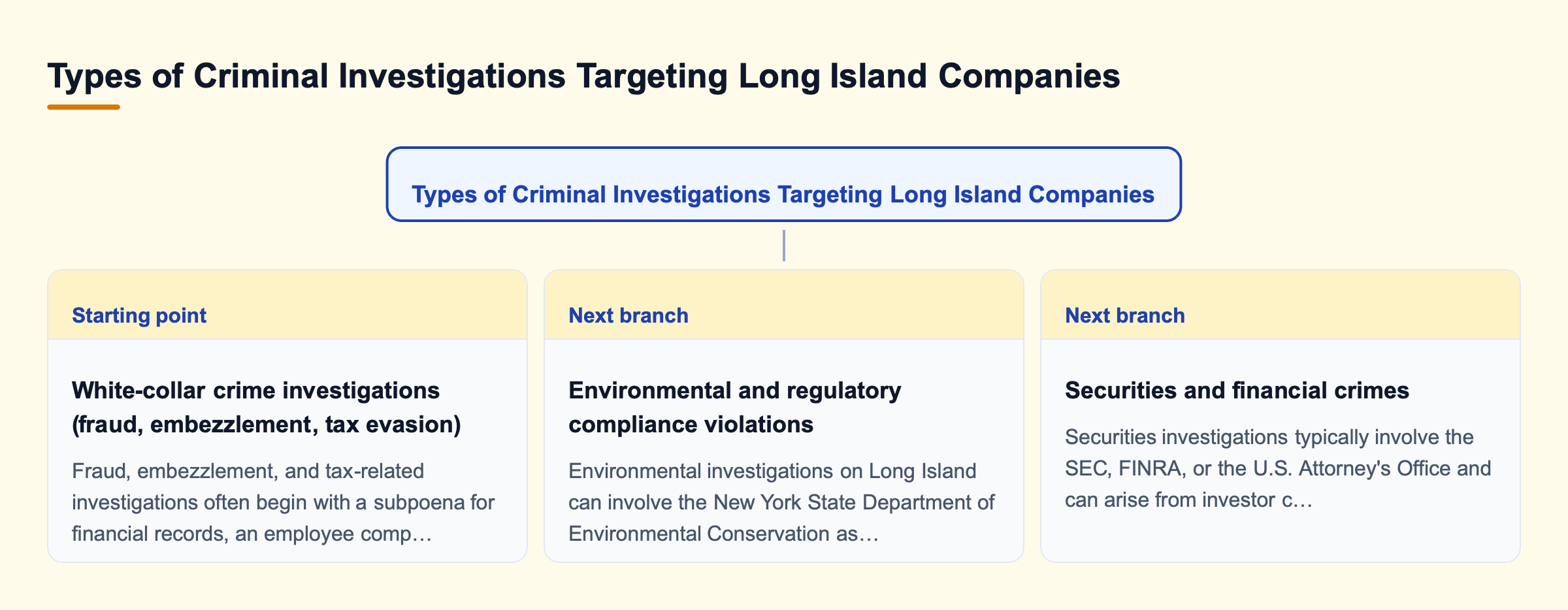 Diagram: Types of Criminal Investigations Targeting Long Island Companies