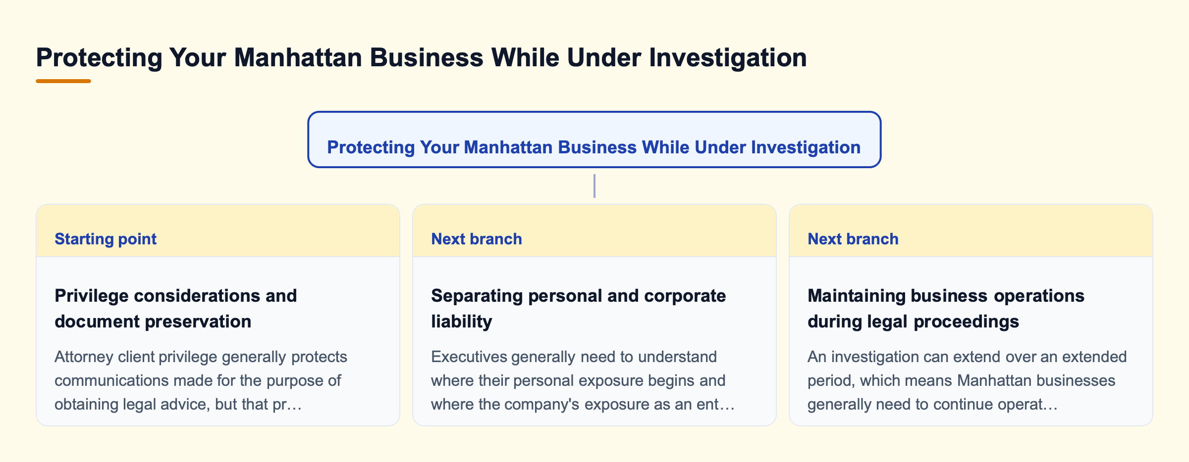 Diagram: Protecting Your Manhattan Business While Under Investigation