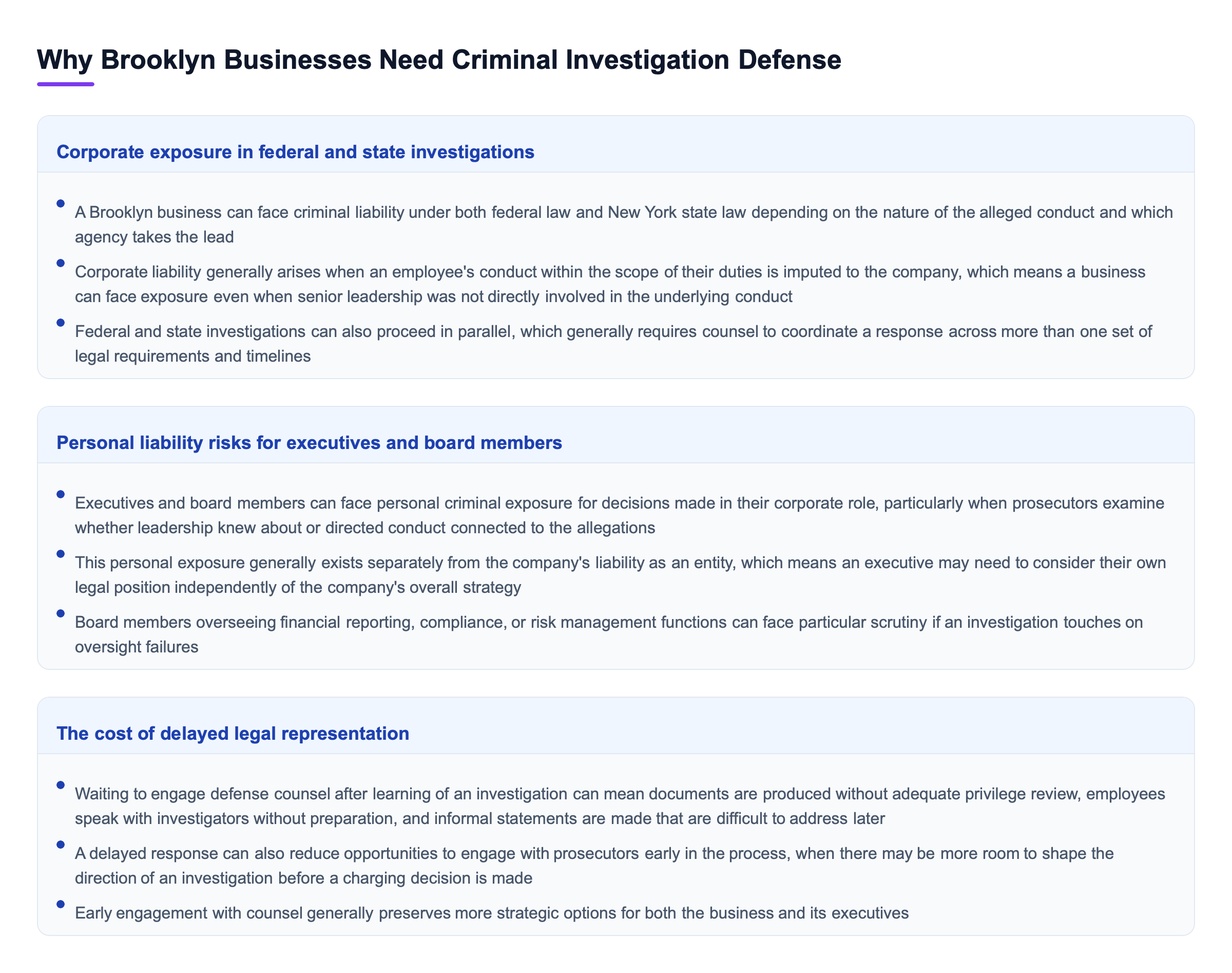 Diagram: Why Brooklyn Businesses Need Criminal Investigation Defense