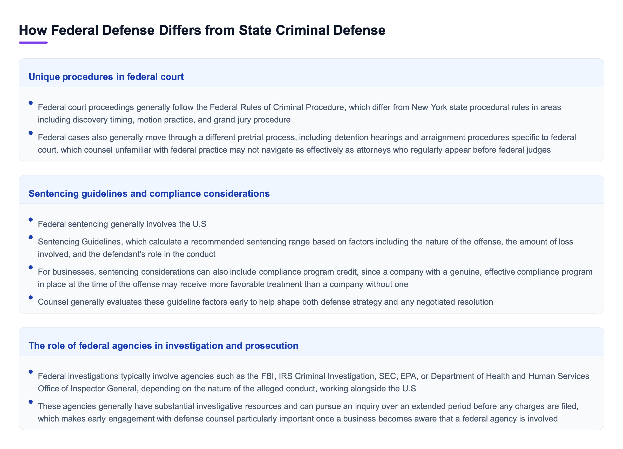 Diagram: How Federal Defense Differs from State Criminal Defense