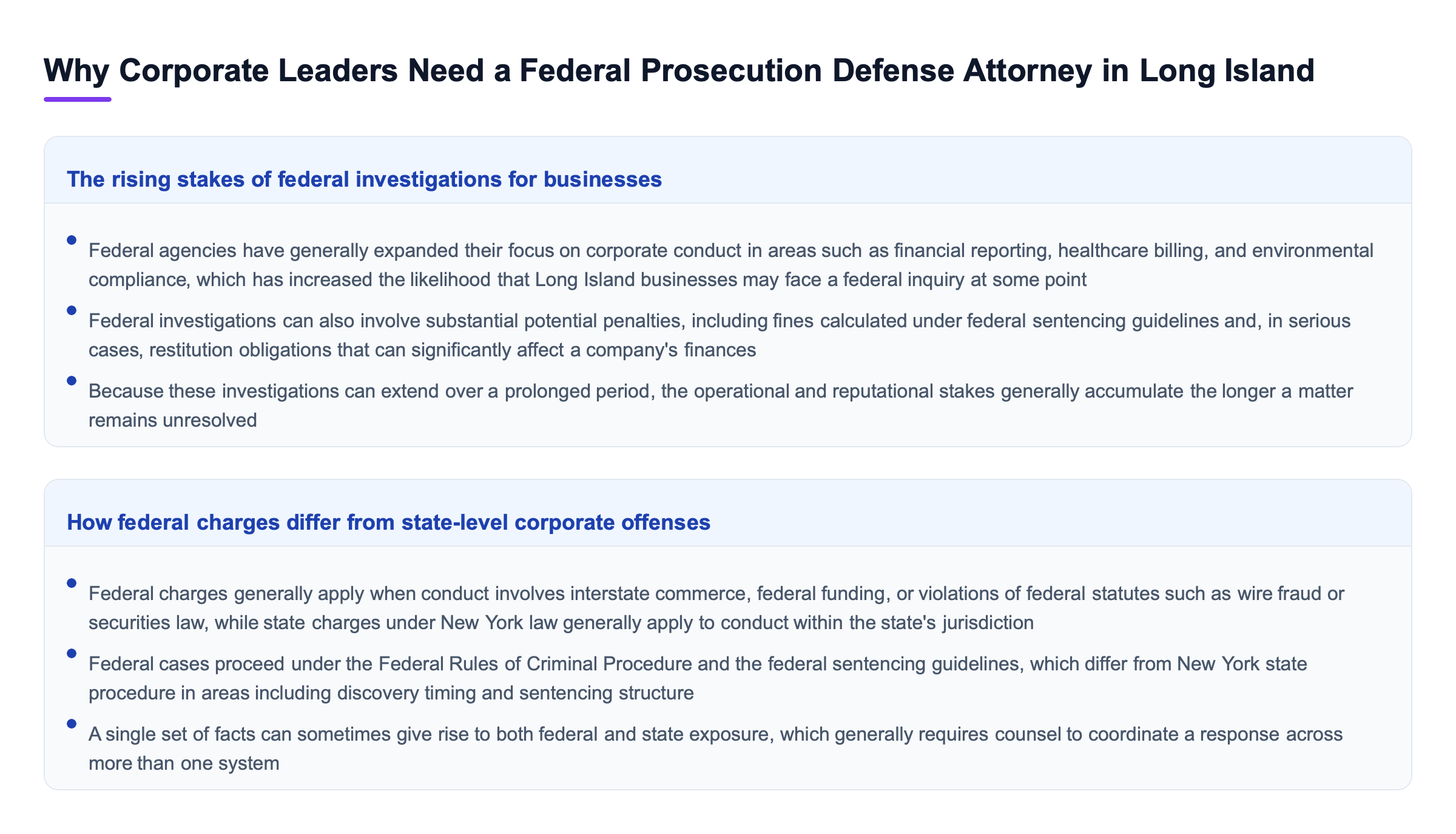 Diagram: Why Corporate Leaders Need a Federal Prosecution Defense Attorney in Long Island