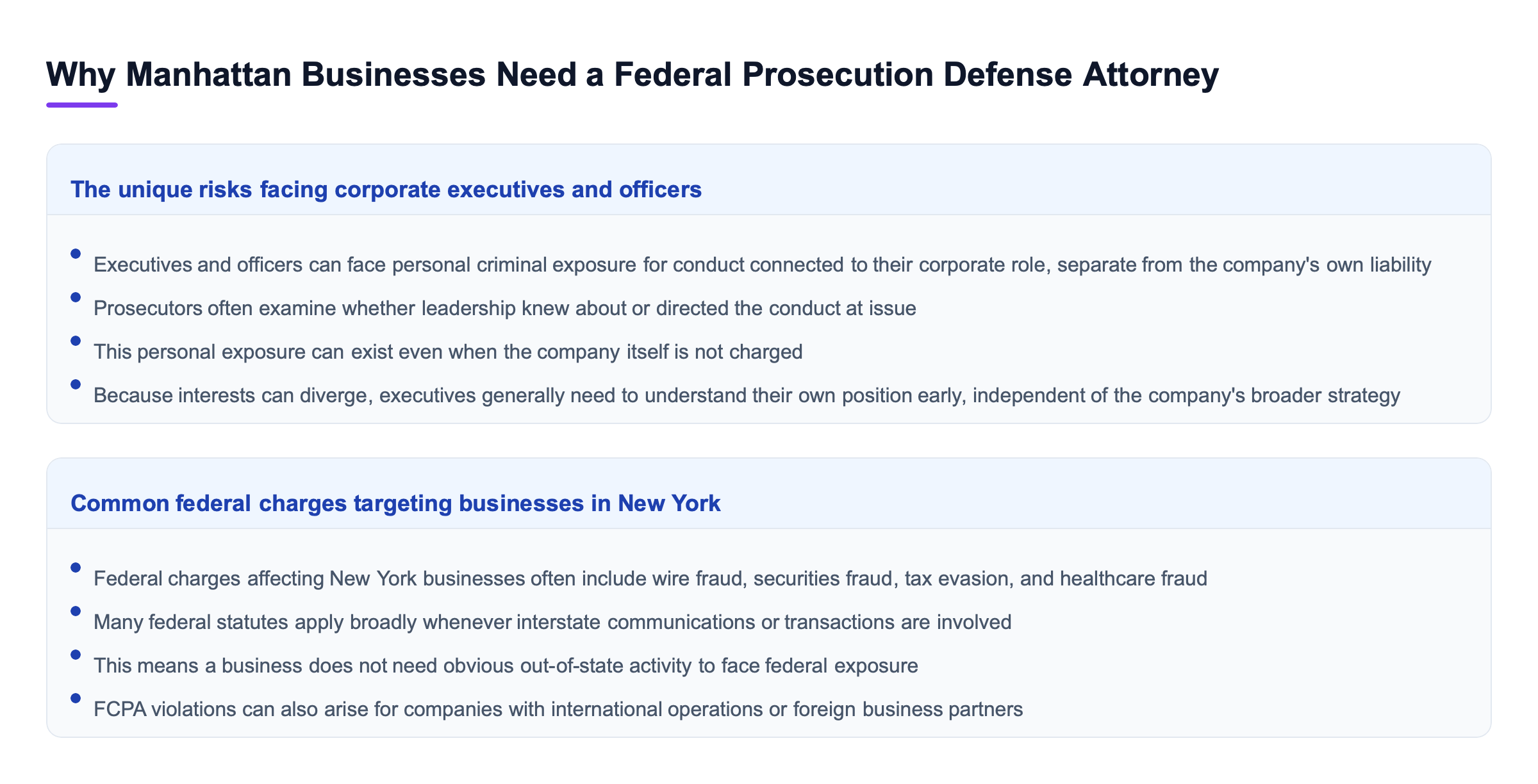 Diagram: Why Manhattan Businesses Need a Federal Prosecution Defense Attorney