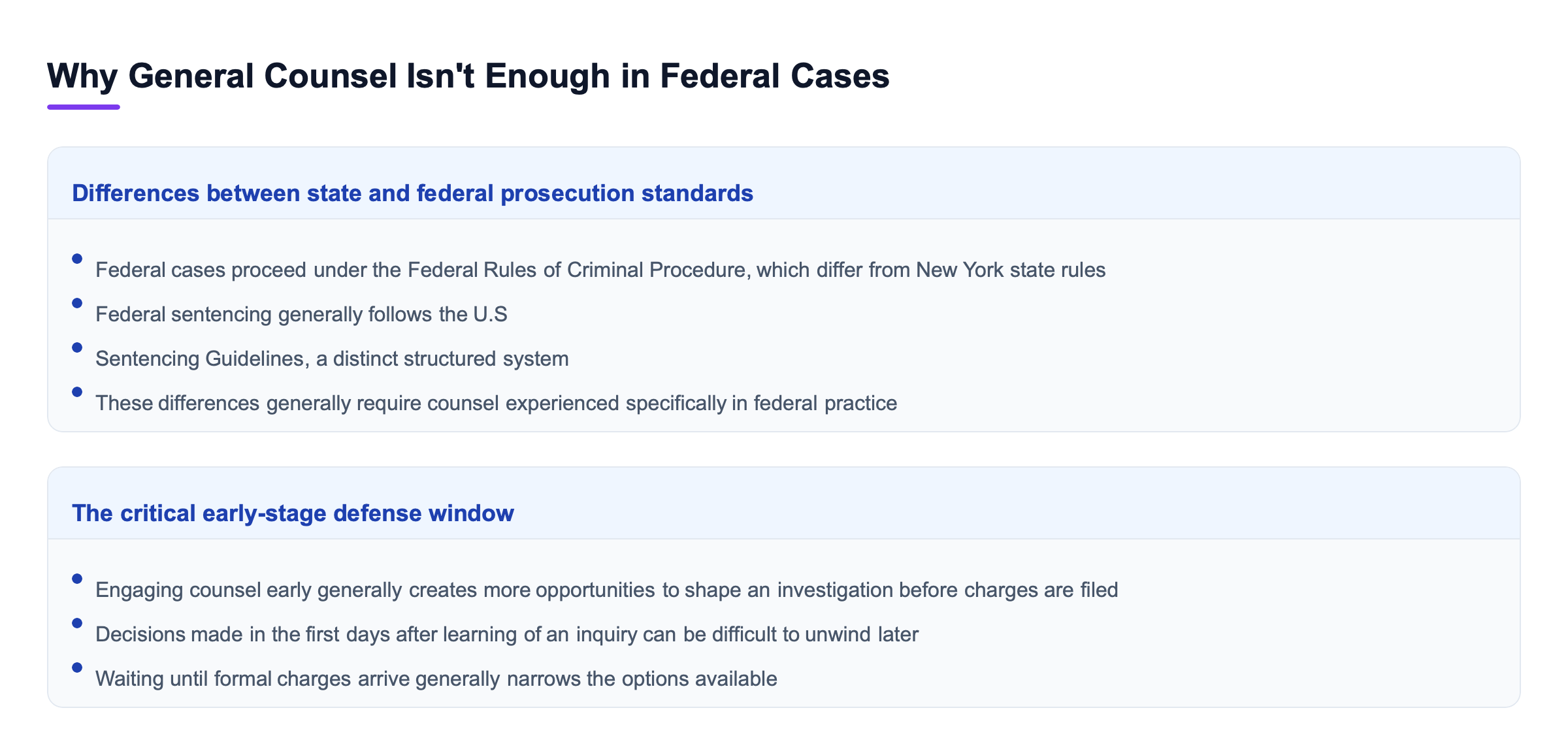 Diagram: Why General Counsel Isn't Enough in Federal Cases