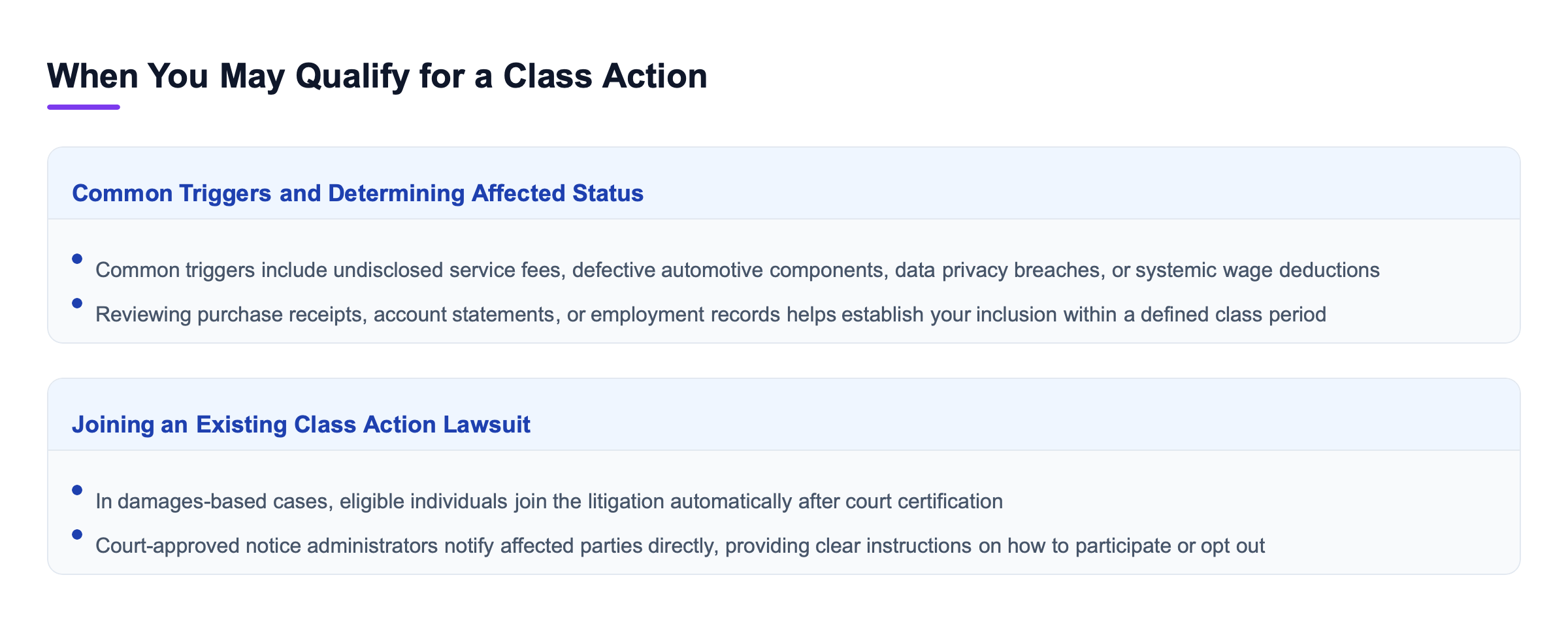 Diagram: When You May Qualify for a Class Action