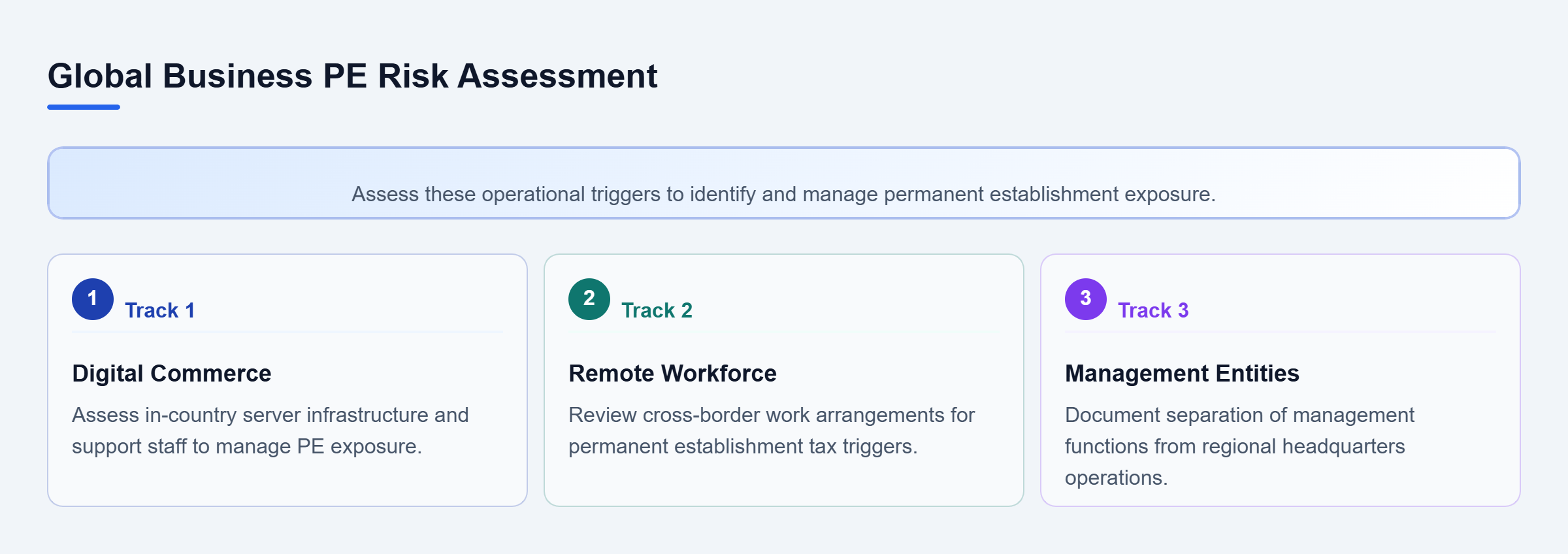 Diagram: Checklist for assessing PE risk in digital commerce, remote workforce, and regional management.