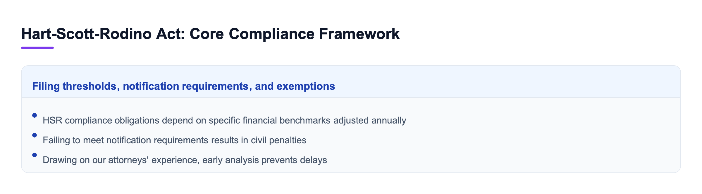 Diagram: Hart-Scott-Rodino Act: Core Compliance Framework
